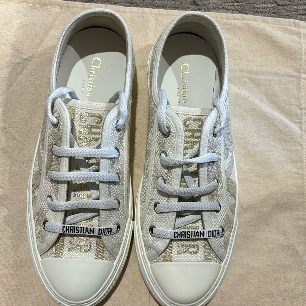 Christian Dior Toile de Jouy embroidered cotton sneaker. Never worn